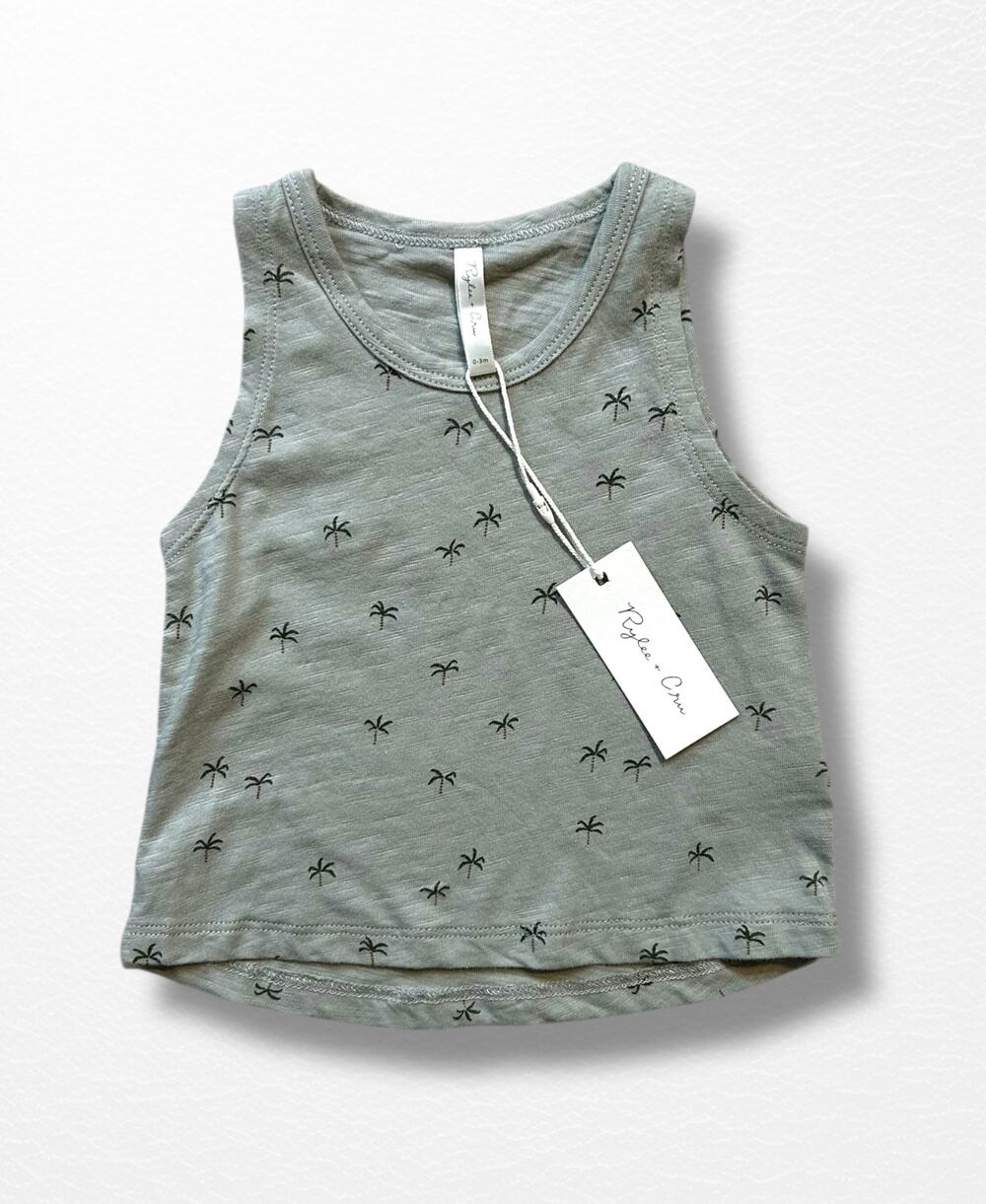 NWT Rylee + Cru Palm Trees Cotton Tank, 0-3 Months
